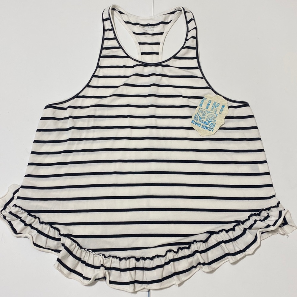 Kate Spade Like New Striped Racerback Ruffle Tank Womens Small